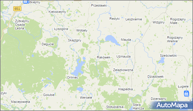 mapa Rakówek gmina Dubeninki, Rakówek gmina Dubeninki na mapie Targeo