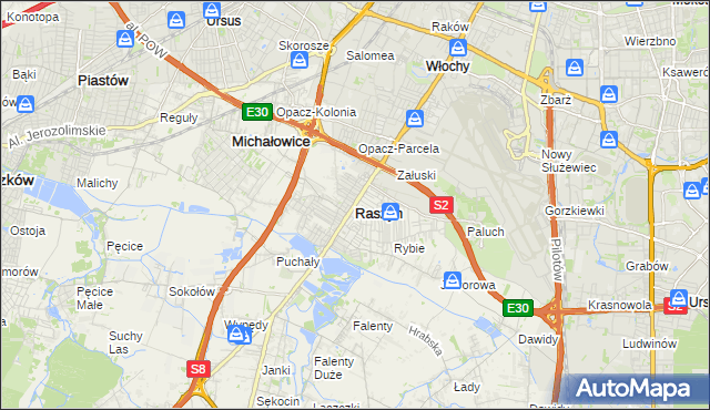 mapa Raszyn powiat pruszkowski, Raszyn powiat pruszkowski na mapie Targeo