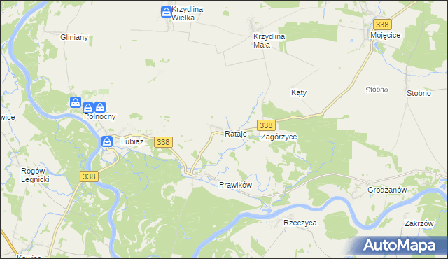 mapa Rataje gmina Wołów, Rataje gmina Wołów na mapie Targeo