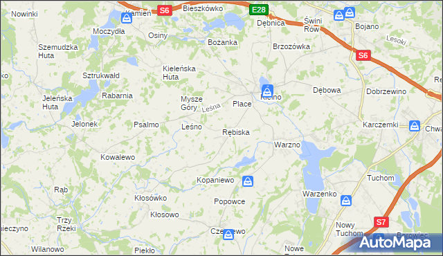 mapa Rębiska gmina Szemud, Rębiska gmina Szemud na mapie Targeo