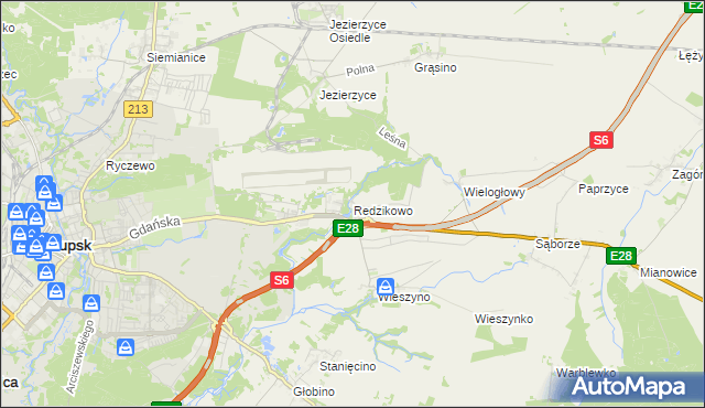 mapa Redzikowo, Redzikowo na mapie Targeo