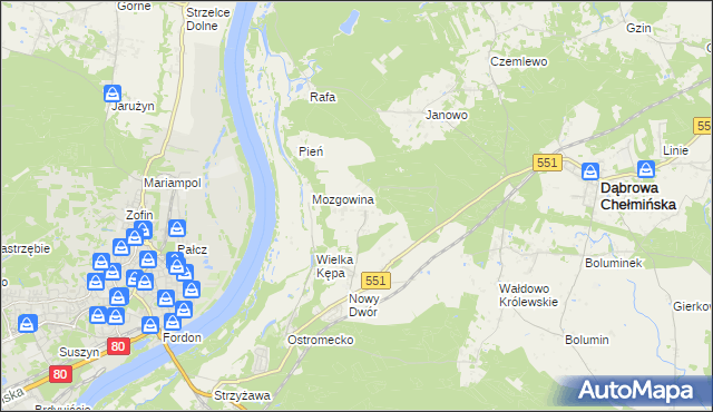 mapa Reptowo gmina Dąbrowa Chełmińska, Reptowo gmina Dąbrowa Chełmińska na mapie Targeo