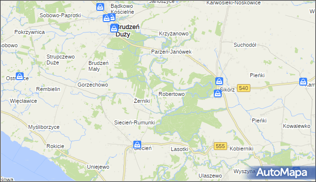 mapa Robertowo, Robertowo na mapie Targeo