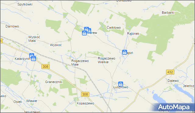 mapa Rogaczewo Wielkie, Rogaczewo Wielkie na mapie Targeo