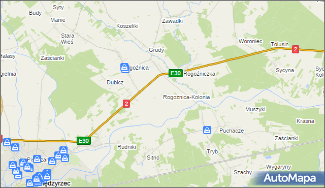 mapa Rogoźnica-Kolonia, Rogoźnica-Kolonia na mapie Targeo