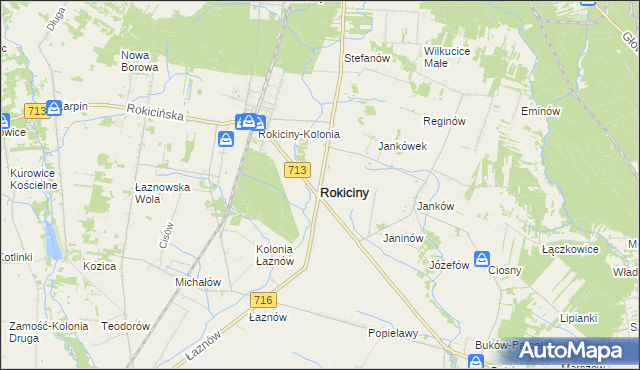 mapa Rokiciny powiat tomaszowski, Rokiciny powiat tomaszowski na mapie Targeo