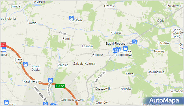 mapa Rososz gmina Ryki, Rososz gmina Ryki na mapie Targeo