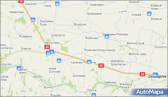 mapa Rostkowo-Orszymowice, Rostkowo-Orszymowice na mapie Targeo