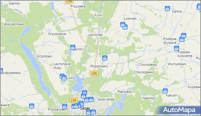 mapa Roszkowo gmina Skoki, Roszkowo gmina Skoki na mapie Targeo