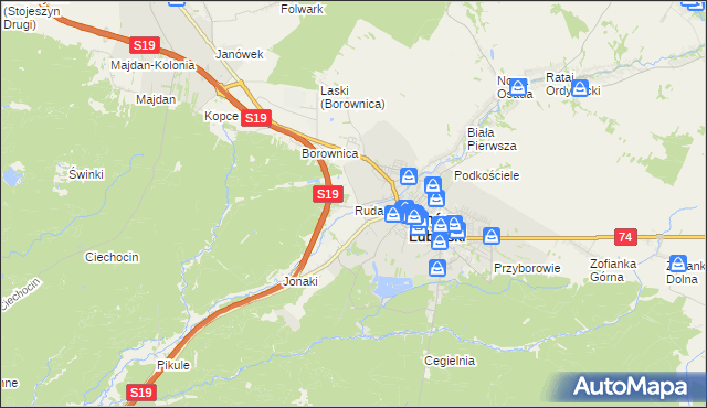 mapa Ruda gmina Janów Lubelski, Ruda gmina Janów Lubelski na mapie Targeo