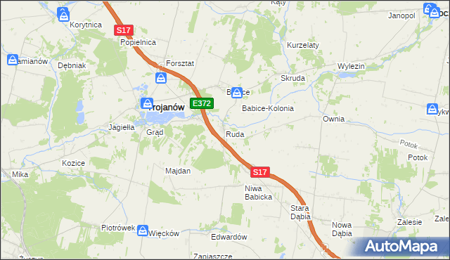 mapa Ruda gmina Trojanów, Ruda gmina Trojanów na mapie Targeo