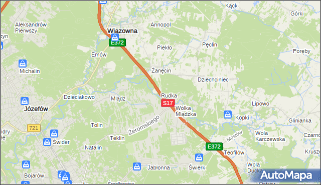 mapa Rudka gmina Wiązowna, Rudka gmina Wiązowna na mapie Targeo