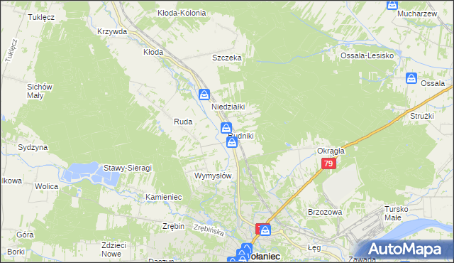 mapa Rudniki gmina Połaniec, Rudniki gmina Połaniec na mapie Targeo
