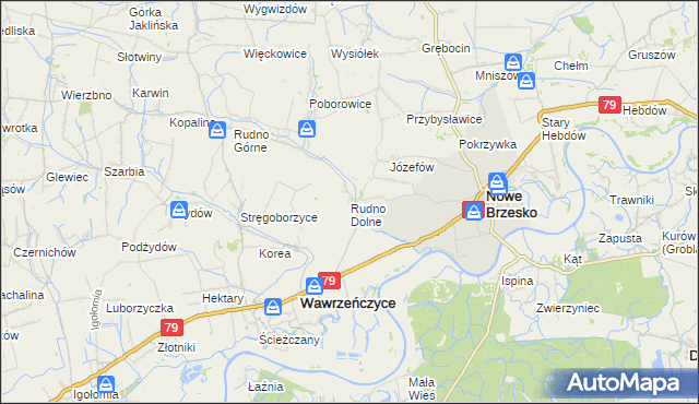 mapa Rudno Dolne, Rudno Dolne na mapie Targeo