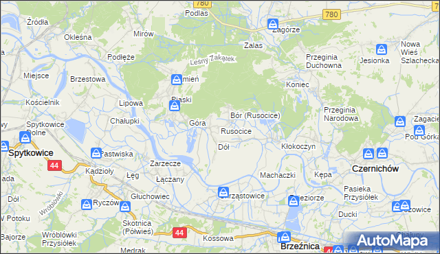 mapa Rusocice gmina Czernichów, Rusocice gmina Czernichów na mapie Targeo