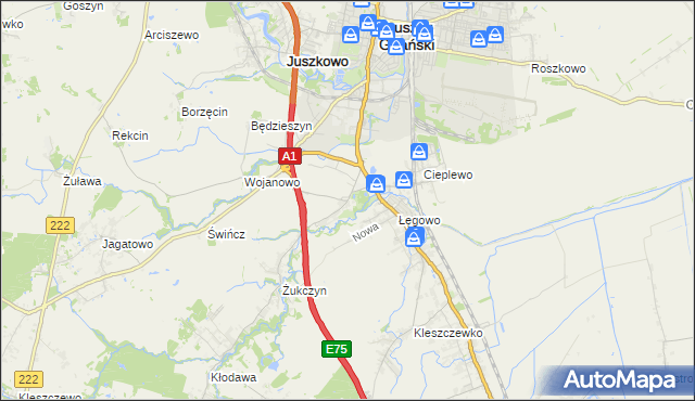 mapa Rusocin gmina Pruszcz Gdański, Rusocin gmina Pruszcz Gdański na mapie Targeo