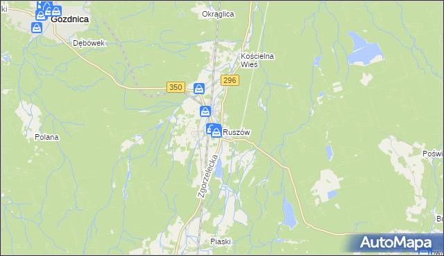mapa Ruszów gmina Węgliniec, Ruszów gmina Węgliniec na mapie Targeo