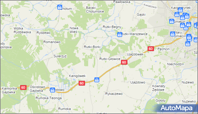 mapa Rutki-Głowice, Rutki-Głowice na mapie Targeo