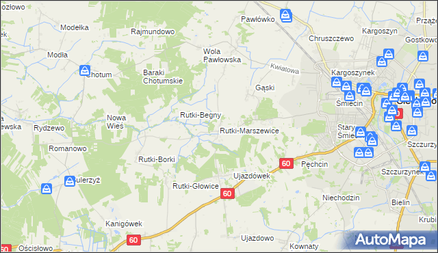 mapa Rutki-Marszewice, Rutki-Marszewice na mapie Targeo