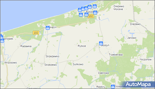 mapa Rybice, Rybice na mapie Targeo