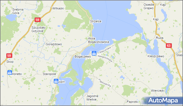 mapa Rydzewo gmina Miłki, Rydzewo gmina Miłki na mapie Targeo