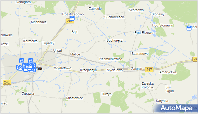 mapa Rzemieniewice gmina Kcynia, Rzemieniewice gmina Kcynia na mapie Targeo