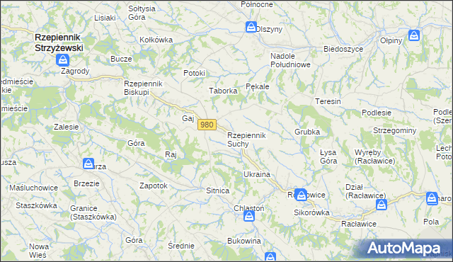 mapa Rzepiennik Suchy, Rzepiennik Suchy na mapie Targeo