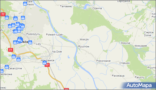 mapa Rzuchów gmina Leżajsk, Rzuchów gmina Leżajsk na mapie Targeo
