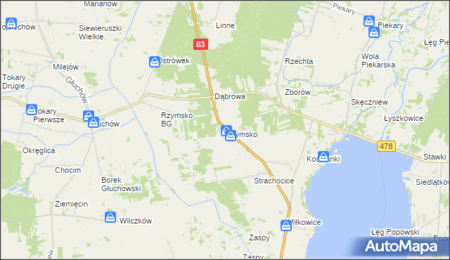 mapa Rzymsko, Rzymsko na mapie Targeo