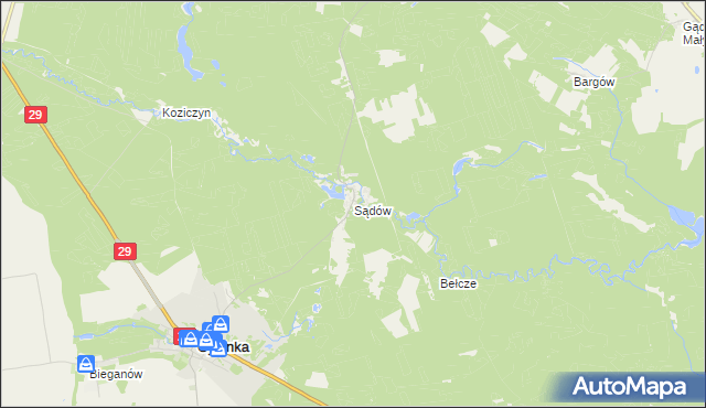 mapa Sądów gmina Cybinka, Sądów gmina Cybinka na mapie Targeo