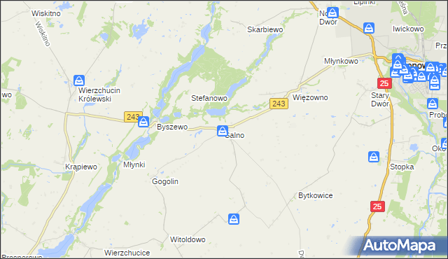 mapa Salno gmina Koronowo, Salno gmina Koronowo na mapie Targeo