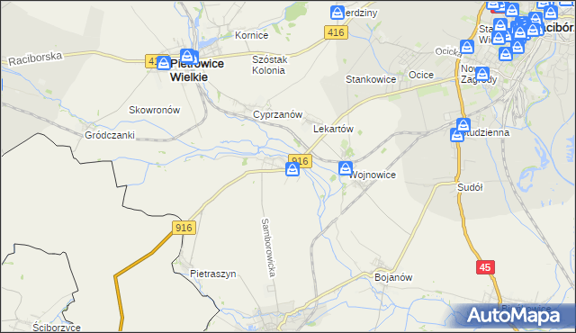 mapa Samborowice gmina Pietrowice Wielkie, Samborowice gmina Pietrowice Wielkie na mapie Targeo