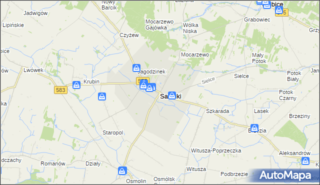 mapa Sanniki powiat gostyniński, Sanniki powiat gostyniński na mapie Targeo