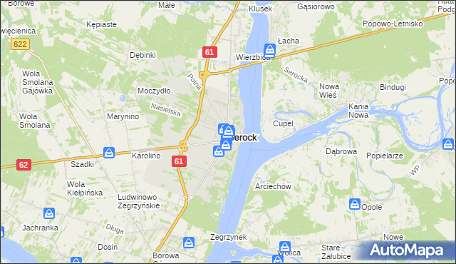 mapa Serock powiat legionowski, Serock powiat legionowski na mapie Targeo