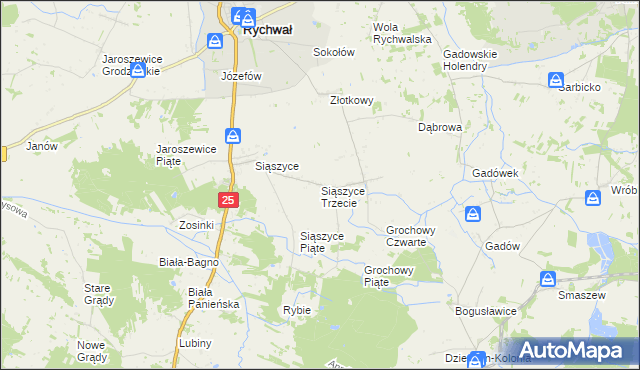 mapa Siąszyce Trzecie, Siąszyce Trzecie na mapie Targeo