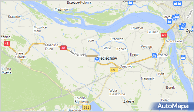 mapa Sieciechów powiat kozienicki, Sieciechów powiat kozienicki na mapie Targeo
