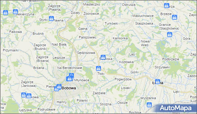 mapa Siedliska gmina Bobowa, Siedliska gmina Bobowa na mapie Targeo