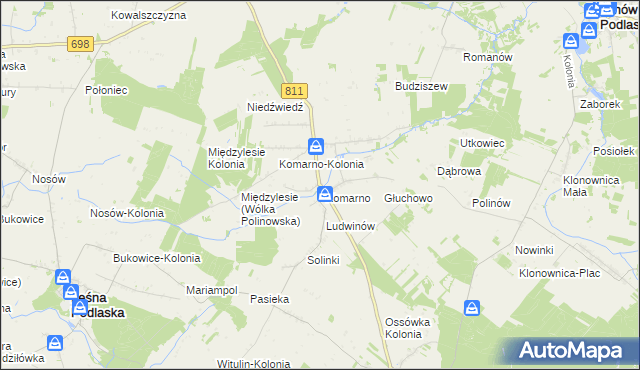 mapa Siekierka gmina Konstantynów, Siekierka gmina Konstantynów na mapie Targeo