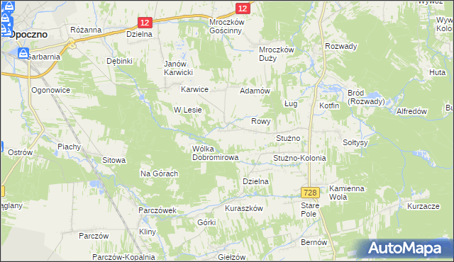 mapa Sielec gmina Opoczno, Sielec gmina Opoczno na mapie Targeo