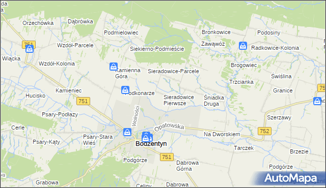 mapa Sieradowice Pierwsze, Sieradowice Pierwsze na mapie Targeo