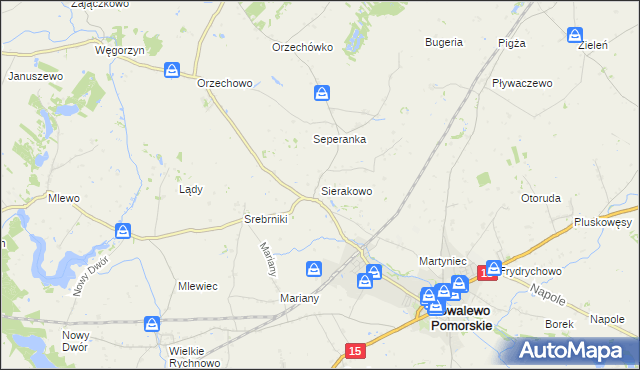 mapa Sierakowo gmina Kowalewo Pomorskie, Sierakowo gmina Kowalewo Pomorskie na mapie Targeo