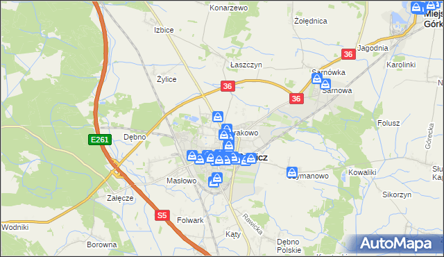 mapa Sierakowo gmina Rawicz, Sierakowo gmina Rawicz na mapie Targeo