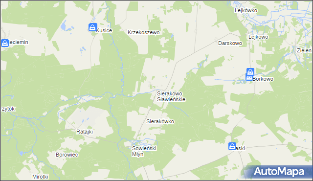 mapa Sierakowo Sławieńskie, Sierakowo Sławieńskie na mapie Targeo