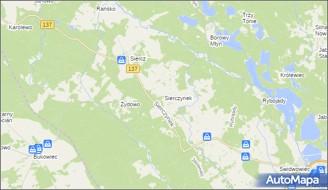 mapa Sierczynek, Sierczynek na mapie Targeo