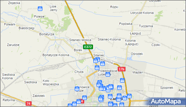 mapa Sitaniec, Sitaniec na mapie Targeo