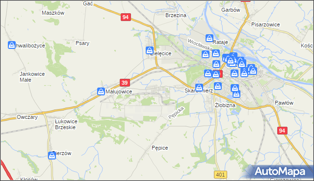 mapa Skarbimierz-Osiedle, Skarbimierz-Osiedle na mapie Targeo