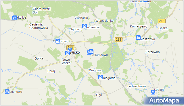 mapa Skarszewo gmina Wicko, Skarszewo gmina Wicko na mapie Targeo