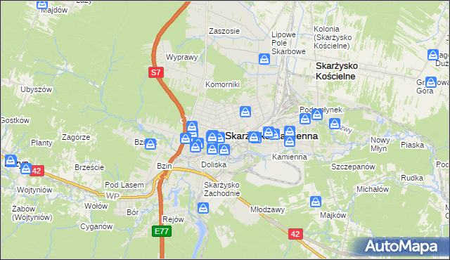 mapa Skarżysko-Kamienna, Skarżysko-Kamienna na mapie Targeo