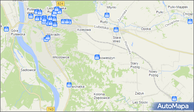 mapa Skowieszyn, Skowieszyn na mapie Targeo