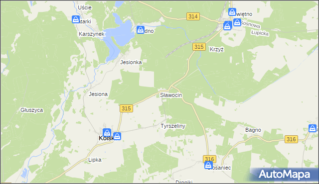 mapa Sławocin, Sławocin na mapie Targeo